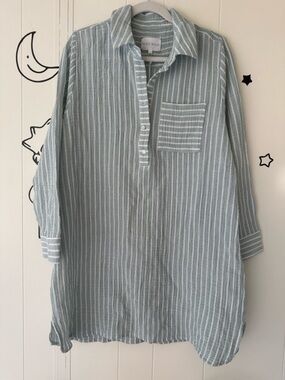 Alice Walk Mint & White Striped Button-Up Shirt